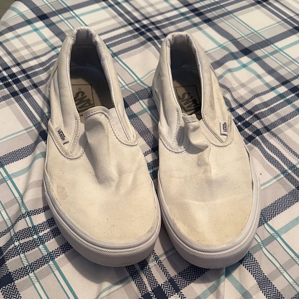 Vans Classic White Canvas Slip-Ons
